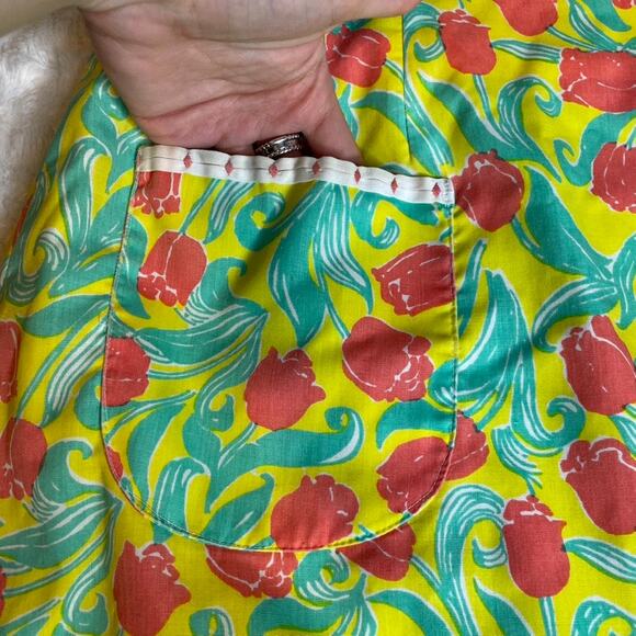 LILLY PULITZER 60s/70s Mini Skirt Tulip Floral Yellow‎ Vintage Retro Pocket - Picture 5 of 8